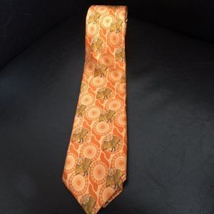 John Matthews Pre-Hispanic Eagle Print Silk Orange Tie Rare and Unique NEW